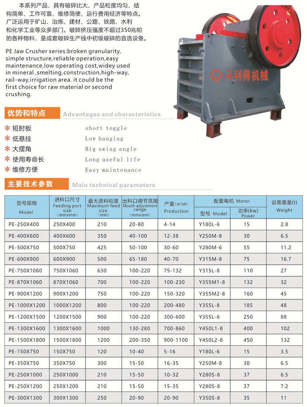 PE顎式破碎機系列